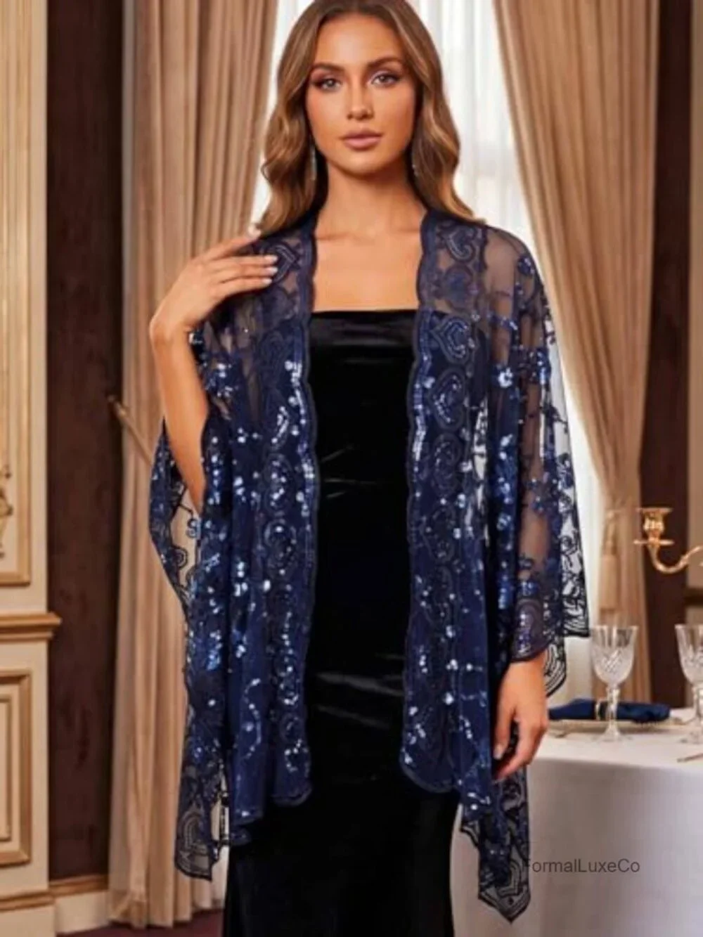 Sparkling Sequin Sheer Pashmina Shawl Wrap for Evening Dress Wedding